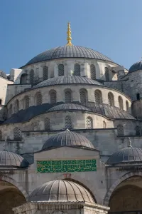 Images Dated 30th September 2005: Blue Mosque outside exterior with all of its domes, Istanbual Turkey
