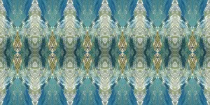 Montage Prints: Blue, olive green and white abstract