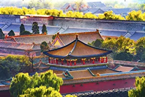 Chinese Prints: Blue Pavilion, Forbidden City, Beijing, China