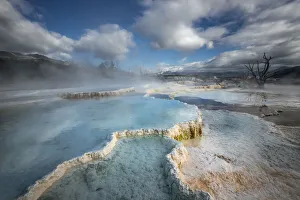 Images Dated 12th September 2020: Blue pools on top of Canary Springs, Yellowstone National Park, Wyoming