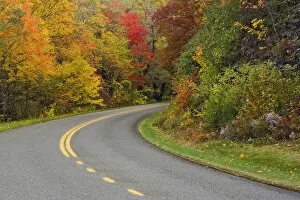 Blue Ridge Parkway winding through autumn colors, Pisgah National Forest, North Carolina