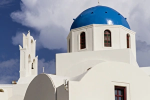 Images Dated 24th September 2015: Blue Roofed Churches and homes are everywhere on the Island. Santorini. Greece