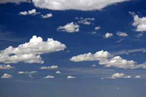 Puffy Prints: Blue sky and cumulus clouds over Wyoming, USA
