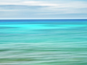 Turquoise Prints: Blurred abstract of blue and green sea and sky