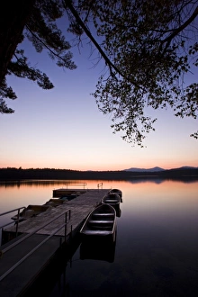 Great Outdoors Prints: The boat dock after sunset at White Lake State Park in Tamworth, New Hampshire