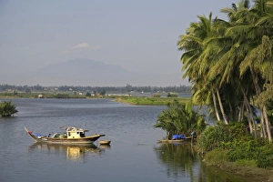 Quang Nam Prints: Boat on the Thu Bon River near Hoi An, Vietnam