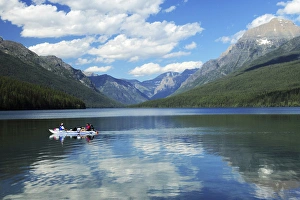 Boating Prints: Boating on Bowman Lake, Glacier National Park, Montana