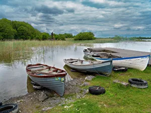 Stormy Prints: Boats await skippers on Lough Carra