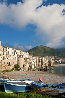 Cefalu Prints: Boats on beach, Cefalu, N coast, Sicily