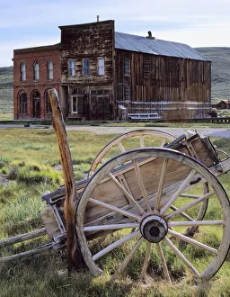 Gold Rush Prints: Bodie State Park, California. USA. Wagon & buildings in ghost town of Bodie. Dechambeau