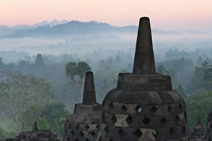 Images Dated 18th June 2015: Borobudur at dawn, UNESCO World Heritage site, Magelang, Central Java, Indonesia