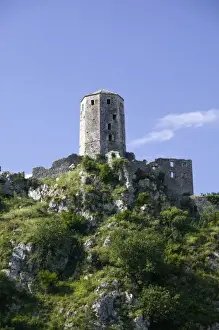 Ottoman Prints: Bosnia-Hercegovina -Pocitelj. Ottoman Era Town-Clocktower (sahat kula)