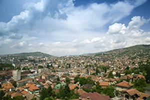 Bosnia Prints: BOSNIA & HERCEGOVINA, Sarajevo. National Library Overview from the South Side