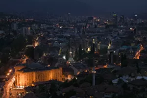 Images Dated 17th May 2007: Bosnia & Hercegovina- Sarajevo. City View and National Library / Evening