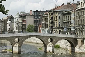 Images Dated 17th May 2007: Bosnia & Hercegovina- Sarajevo. Latin Bridge over the Miljacka River- Here in 1914