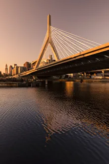 Support Prints: Boston, MA, USA. Leonard P. Zakam Bunker Hill Bridge as seen from Paul Revere Park