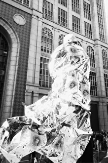 Black And White Prints: Boston, MA USA, Runner in Foil Boston Marathon (NR)