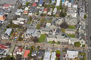 Botanic Gardens and Central Business District, Christchurch, South Island, New Zealand - aerial