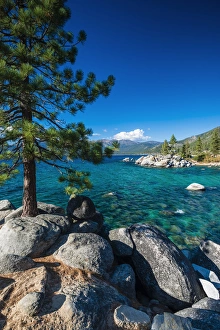 Shoreline Prints: Boulders and cove at Sand Harbor State Park, Lake Tahoe, Nevada USA