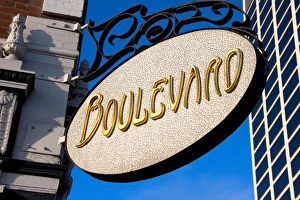 Boulevard restaurant sign in San Francisco, California. boulevard sign, restaurant sign