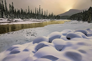 Lake Louise Prints: Bow River snow mounds, Canada