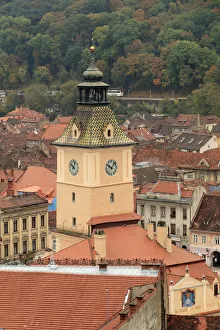 Transylvania Prints: Brasov, Romania. Rooftops and city from hilltop