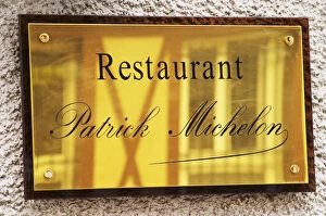 Images Dated 15th June 2005: A brass sign outside the restaurant, Restaurant Les Berceaux, Patrick Michelon, Epernay