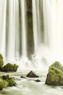 Iguazu Fall Prints: Brazil, Iguazu Falls. Landscape of waterfall. Credit as