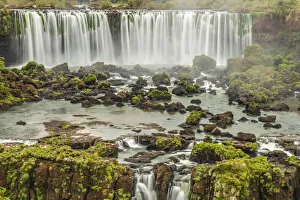 Iguazu Fall Prints: Brazil, Iguazu Falls. Landscape of waterfalls. Credit as