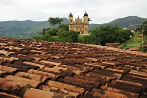Anthony Asael Prints: Brazil, Minas Gerais, Mariana, Igreja Sao Pedro dos Clerigos, view on old colonial
