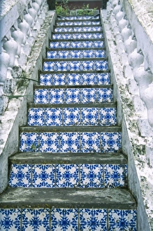 Stairs Prints: Brazil, Petropolis, tile decorated staircase