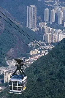 Pao De Acucar Prints: Brazil, Rio de Janeiro, view of the city and cable car ride to the top of Morrow do Urca
