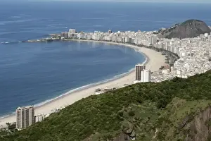 Brasil Prints: Brazil, Rio de Janeiro- view of Copacabana beach from Sugar Loaf mountain