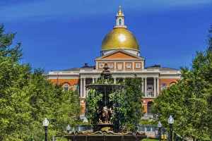 Massachusetts Prints: Brewer Fountain, Boston Common, State House, Boston, Massachusetts