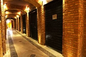 the brick bottle aging cellar with atmoshperic lighting Bodega Familia Schroeder Winery