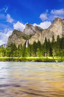 Images Dated 22nd May 2011: Bridalveil Fall and the Leaning Tower, Yosemite National Park, California USA