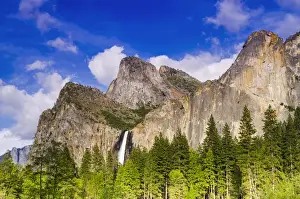 Cascades Prints: Bridalveil Fall and the Leaning Tower, Yosemite National Park, California USA