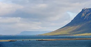 Snaefellsnes Prints: Bridge crossing the fjord. View towards fjord Kolgrafarfjordur on the Snaefellsnes peninsula