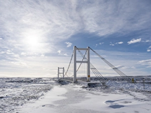 Infrastructure Prints: Bridge over Joekulsa a Fjoellum during winter in the highland of Iceland. europe