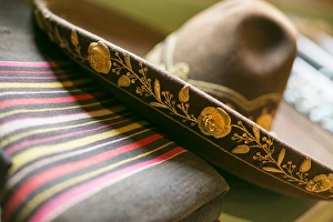 Hispanic Prints: Detail on the brim of a hat, Santa Fe, New Mexico, USA