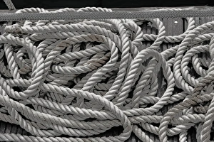 Rope Prints: British Virgin Islands. Close-up of Nautical Rope. Black and white