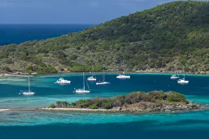 Images Dated 7th February 2017: British Virgin Islands, Jost Van Dyke. Long Bay from Roach Hill