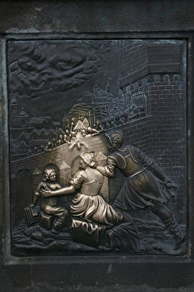 Plaque Prints: Bronze bas relief on Charles Bridge, Prague, Czech Republic