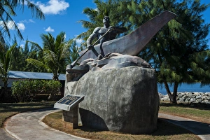 Chief Prints: Bronze statue of a Chamorro chief, Guam, US Territory, Central Pacific