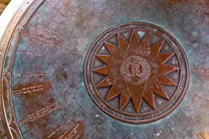 Lancaster Prints: A brss compass rose and map in the fire tower at the John Wingate Weeks State Historic Site