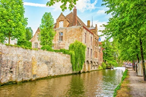 Belgium Prints: Bruges, Belgium. Landscape view of city known for its canals