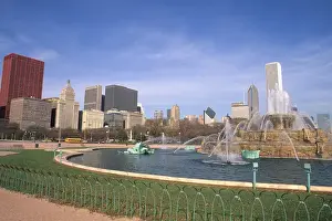 Water Fountain Prints: Buckingham Fountain in Grant Park Downtown Chicago Illinois