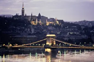 Hungarian Prints: Budapest, Hungary; Chain Bridge (Szechenyi lanc-hid), architect William Tierney Clark