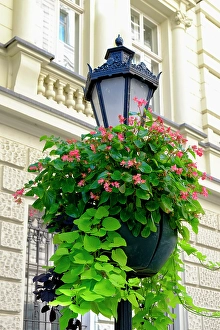 Quaint Prints: Budapest, Hungary. Quaint lamppost with flowers