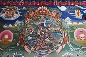 Dzong Prints: Buddhist mural, Trongsa Dzong, Bhutan